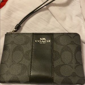 New Coach Wristlet Classic Black Monogram.
